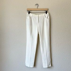 AKRIS PUNTO Ankle-Crop Trousers Pants in White Italian Fabric US 8 W6968